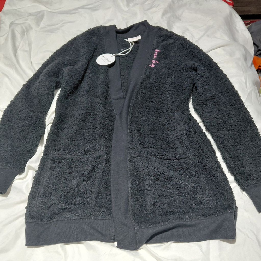 Women's Lacey Chabert Collection Black Cardigan XS with Pink Embroidery - Picture 2 of 6